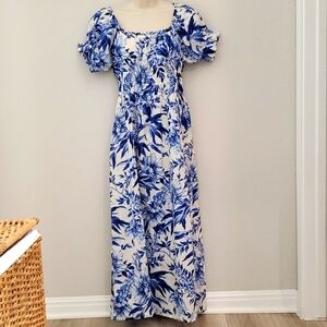 H&M Cotton Off The Shoulder Floral Maxi Dress
